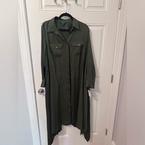 Women’s Ralph Lauren forest green satin button up dress size 16w